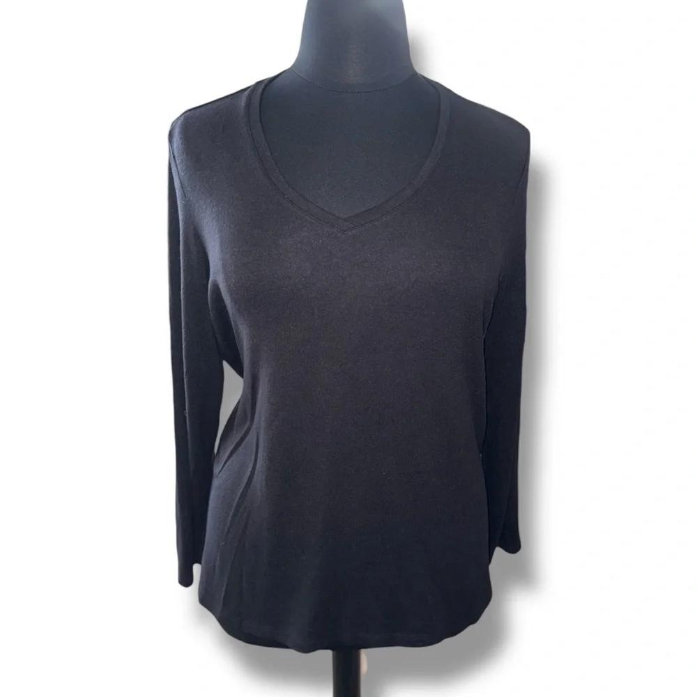 NZT by NIC+ZOE V-Neck Sweet Dreams Long Sleeve Top - XXL Black - Picture 2 of 12
